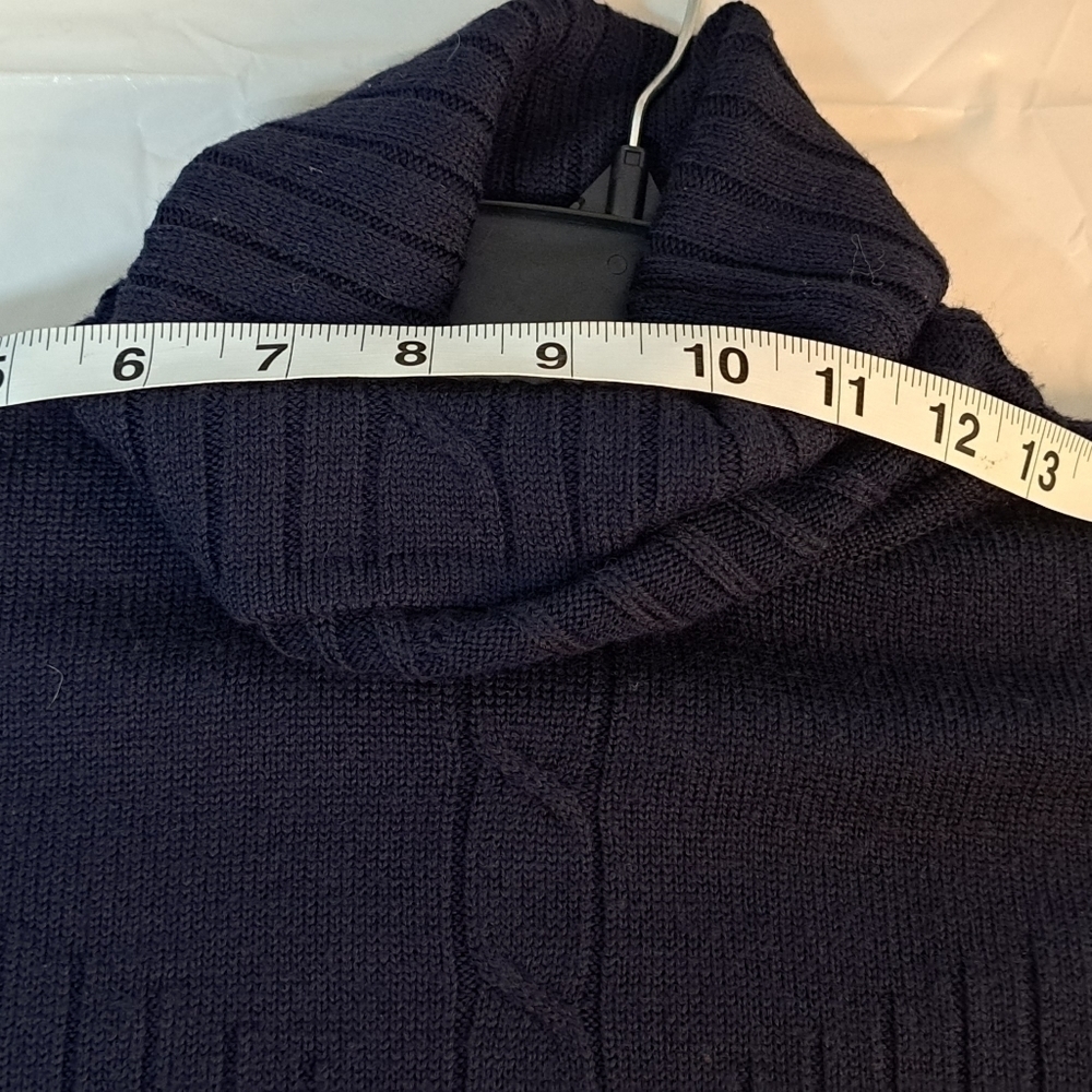 Vintage Stephanie by Suzelle Women's Wool Blend Ribbed Front Navy Blue Sweater S - Picture 8 of 11